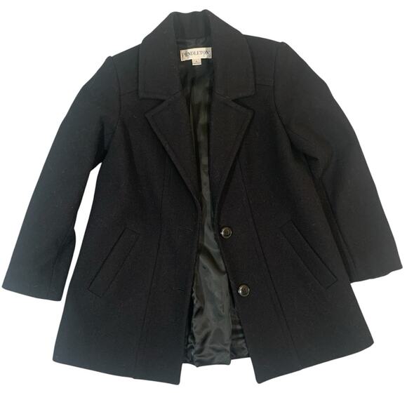 Pendleton Wool Coat Size Small Classic Black Merino Wool - Picture 1 of 7